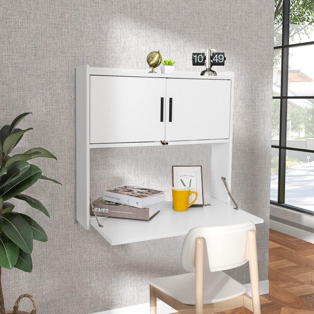 Wall Mounted Study Table With Storage Design No 1